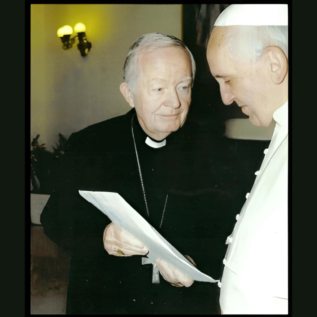 Bishop Emeritus Hugh Patrick Slattery meeting the Pope