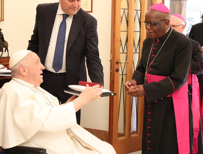 Archbishop Buti Tlhagale OMI with Pope Francis during the Ad Limina Visit in June 2023