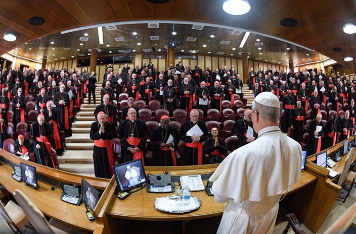 Pope Leo XIV meets with cardinals (@Vatican Media)